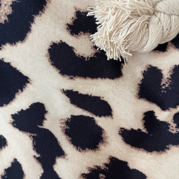 Leopard Print Canvas Tote Bag/ Rope Handles - Tan/Black/Brown - Style 1 -NWT - Picture 6 of 9